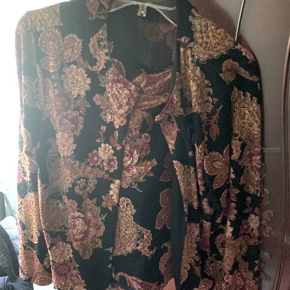 Brown, black and gold Jacket plus sleeveless under blouse